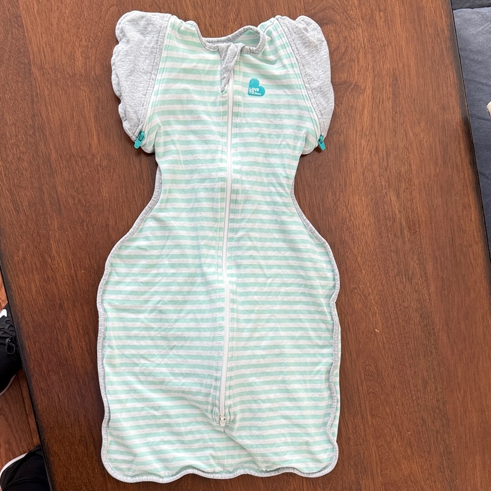 Love to Dream Aqua and Gray Sleep Sack with removable arms